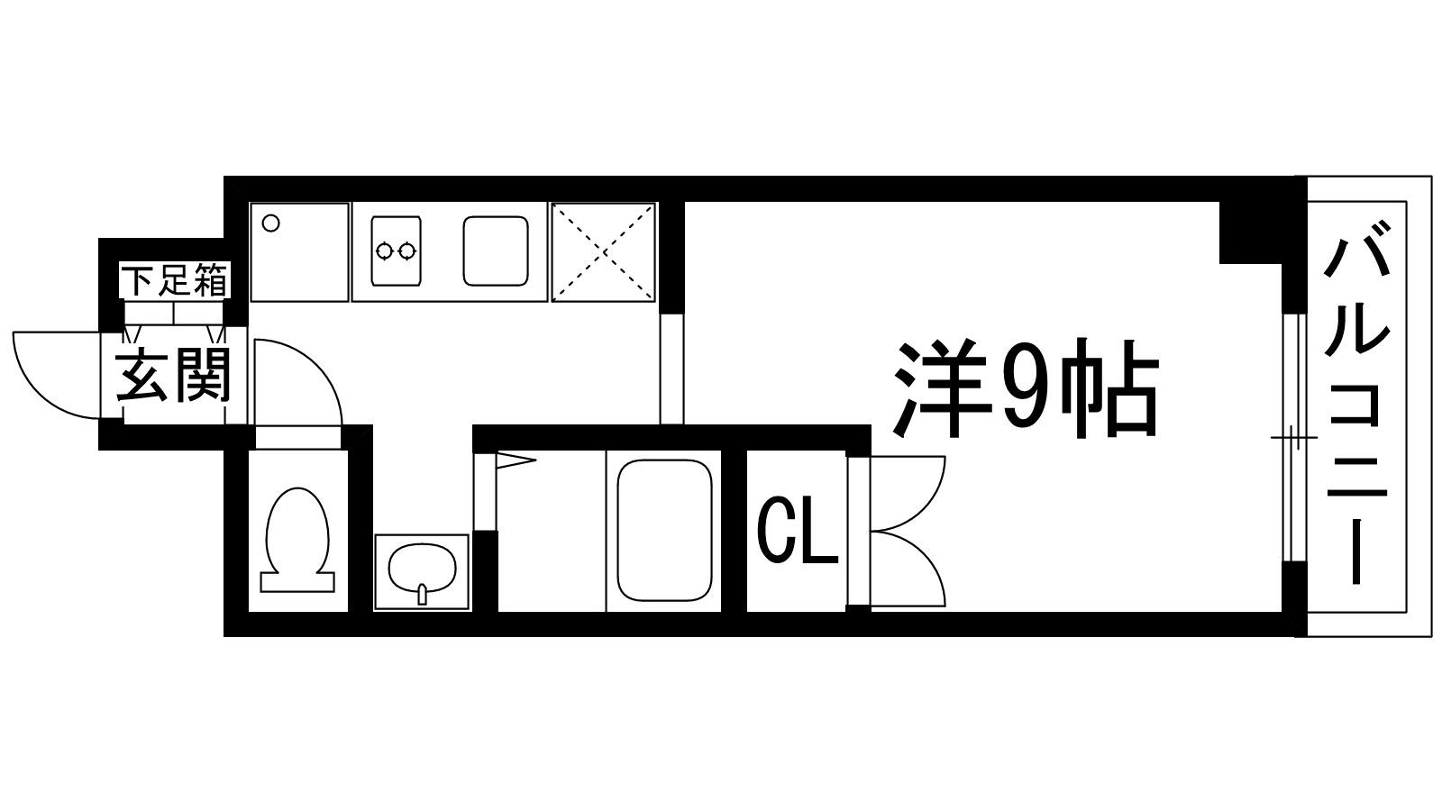 スクエアK2(1K/2階)の間取り写真