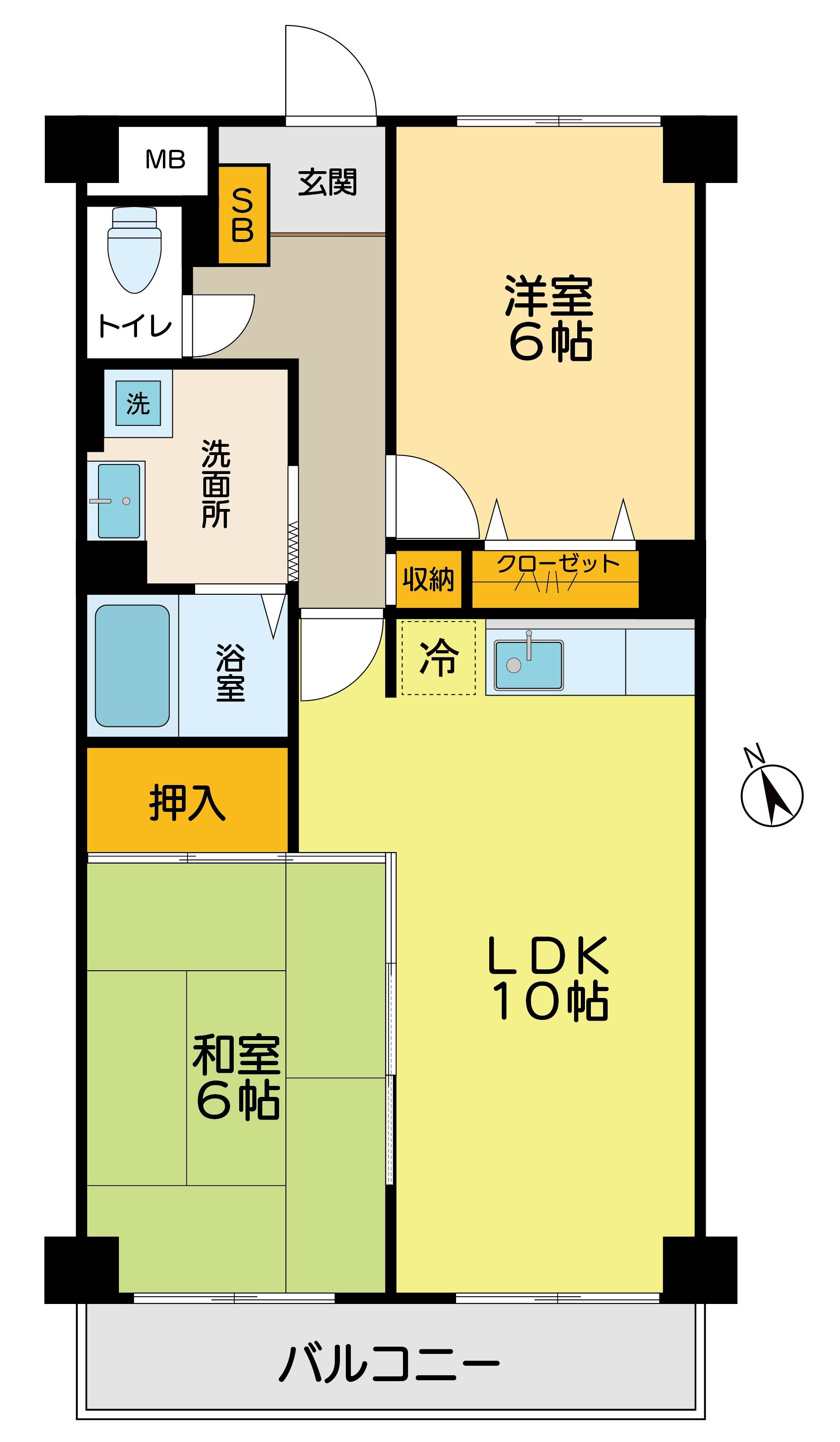 ソリドール立川(2LDK/1階)の間取り写真