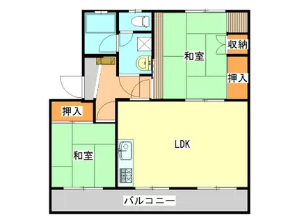 コーポ隅田(2LDK/3階)の間取り写真