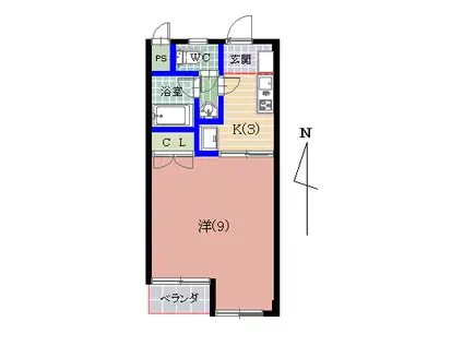 パークサイド成和(1K/1階)の間取り写真