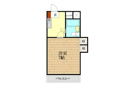 カレッジコーポ 蔵本(1K/2階)の間取り写真