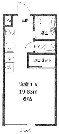 フローラル川間(ワンルーム/2階)の間取り写真