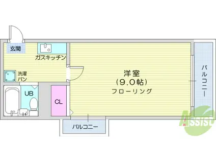サンシティ荒町(1K/4階)の間取り写真