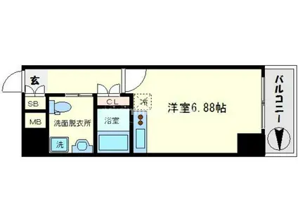 ルネ日本橋ANHELO(ワンルーム/7階)の間取り写真