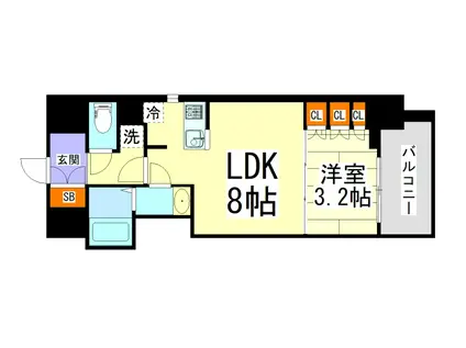 ザ・グリッド 千林レジデンス(1LDK/14階)の間取り写真