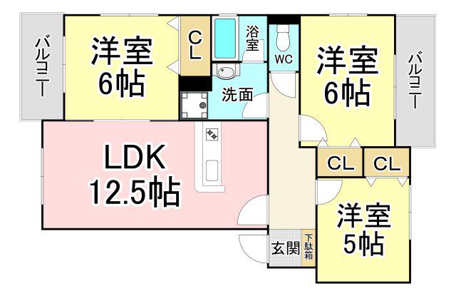 プレステージ大平(3LDK/3階)の間取り写真