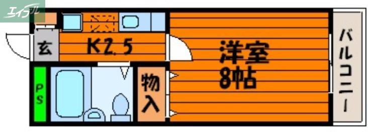 コーポ原(1K/2階)の間取り写真