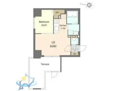 S-RESIDENCE大通公園ADMIRIO(1LDK/8階)の間取り写真