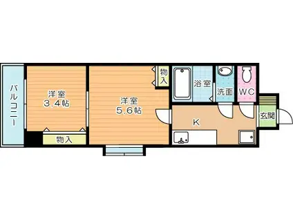 デザイナープリンセス77(2K/3階)の間取り写真