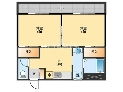 ルーシッド仲沖(2K/2階)の間取り写真