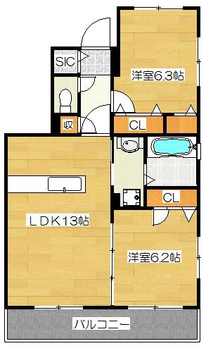 エスペランサ(2LDK/1階)の間取り写真
