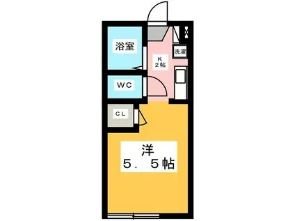 メゾンケーワイ山田(1K/1階)の間取り写真