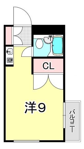 ジャルダン岡本(ワンルーム/1階)の間取り写真