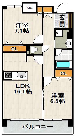 KDX宝塚レジデンス(2LDK/10階)の間取り写真