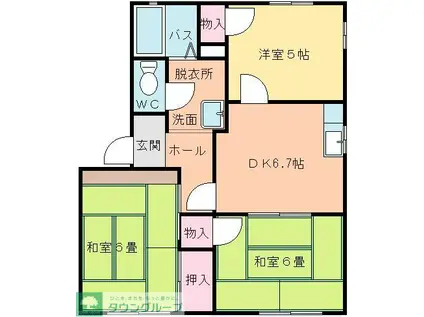 ニューエルム(3DK/1階)の間取り写真