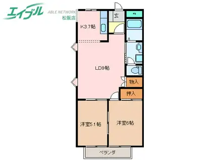 セピアガーデン I(2LDK/1階)の間取り写真