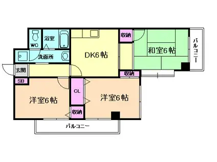 シュロス五月山(4DK/5階)の間取り写真
