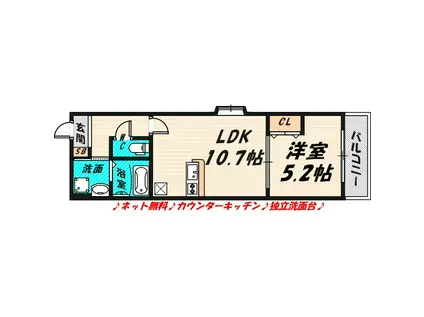 アート城北公園(1DK/2階)の間取り写真