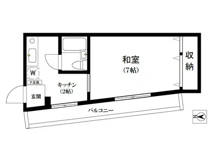 中居町コーポ(1K/2階)の間取り写真