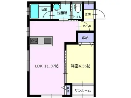 テノール(1LDK/2階)の間取り写真