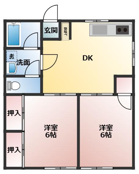 ポイントスクエア小泉(2DK/1階)の間取り写真