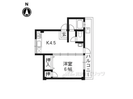 第2吉与門ハイツ(1K/4階)の間取り写真