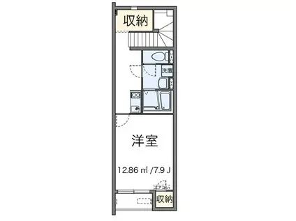 クレイノ西大寺(1K/2階)の間取り写真
