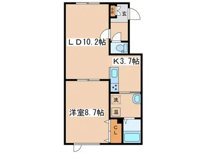 シャトーモント(1LDK/1階)の間取り写真