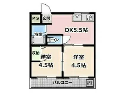 オリーブコート三吉2(2DK/3階)の間取り写真