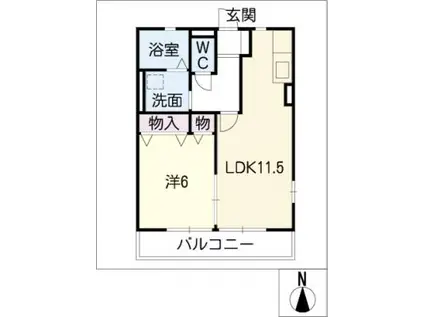 レトアSI(1LDK/1階)の間取り写真