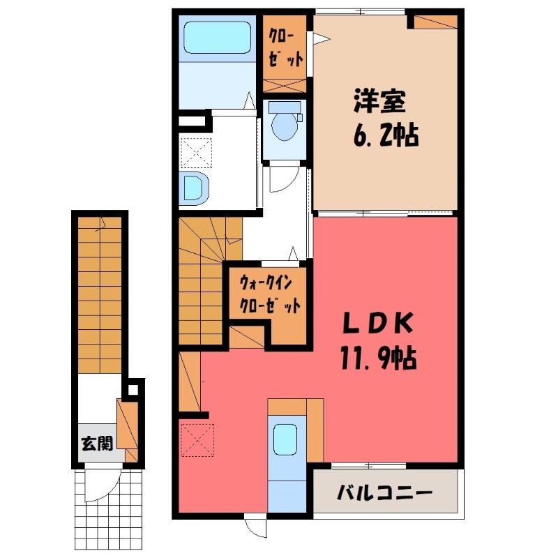 フルール・ド・リス I(1LDK/2階)の間取り写真