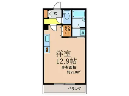 パインハイツ東伸(ワンルーム/3階)の間取り写真