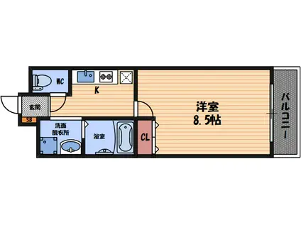 BLOOM LIFE TSUKAGUCHI 旧ノステルコート塚口(1K/2階)の間取り写真