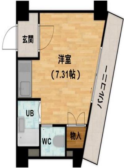 ヒルズ六甲(ワンルーム/2階)の間取り写真