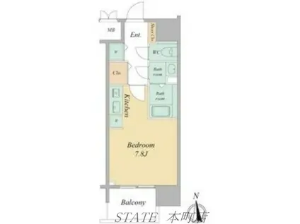 BPRレジデンス本町東(ワンルーム/11階)の間取り写真