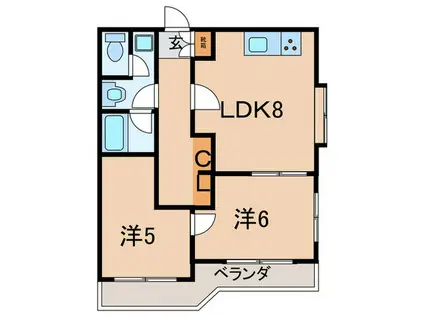 サンアーバン西田町(2LDK/3階)の間取り写真