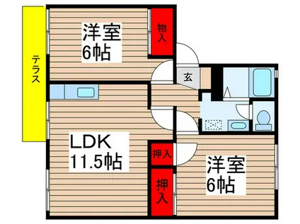 ユースフラット(2LDK/1階)の間取り写真