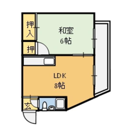 コーポ充(1LDK/2階)の間取り写真