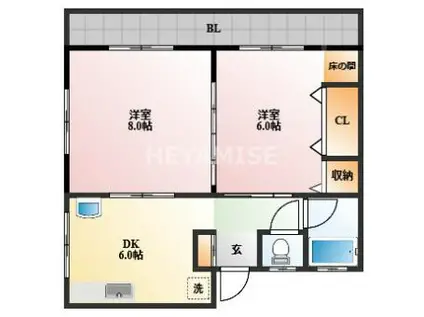 七福マンション(2DK/3階)の間取り写真