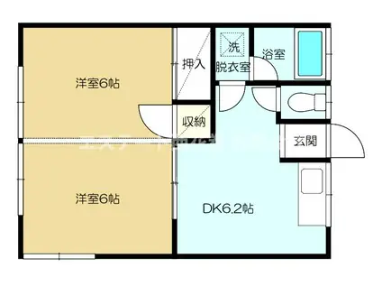 鎌田荘(2DK/2階)の間取り写真