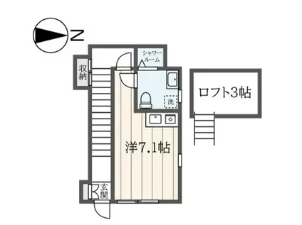ハウスDEN(ワンルーム/2階)の間取り写真