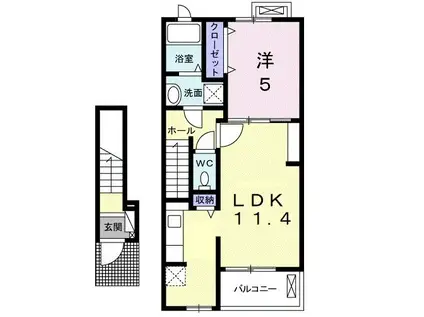 名鉄犬山線 柏森駅 徒歩27分 2階建 築5年(1LDK/2階)の間取り写真