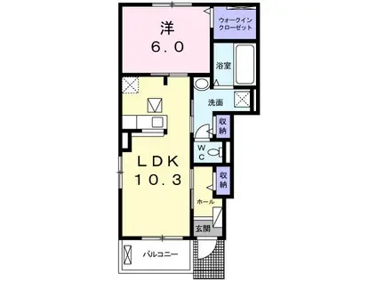 カルムハウスII(1LDK/1階)の間取り写真