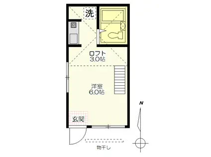 プラザドゥベルB(ワンルーム/2階)の間取り写真