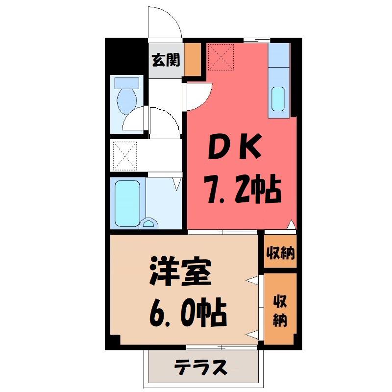 ベルリッチI(1DK/1階)の間取り写真