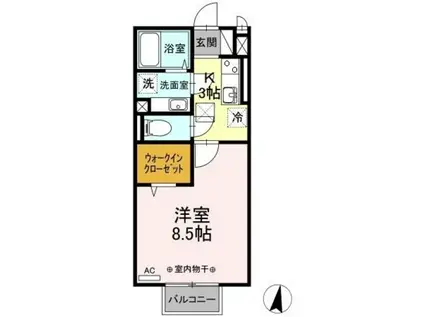 ルインズ・イン・マルヤマA(1K/1階)の間取り写真