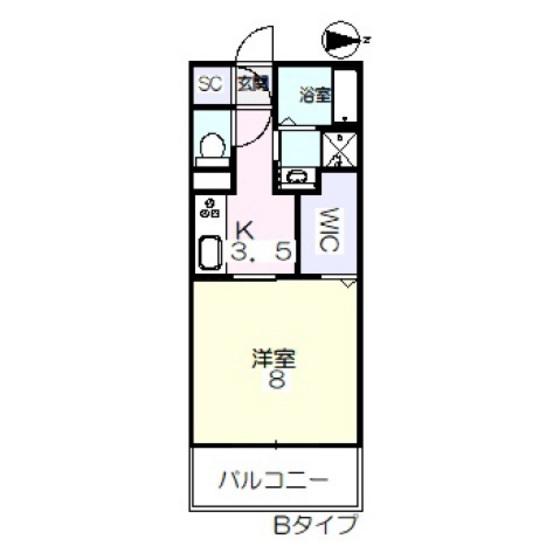 ヴァンベール京山(1K/1階)の間取り写真