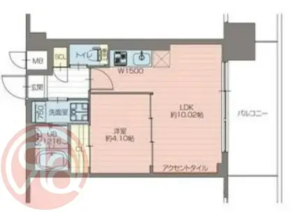 プレジオ弁天町(1LDK/10階)の間取り写真