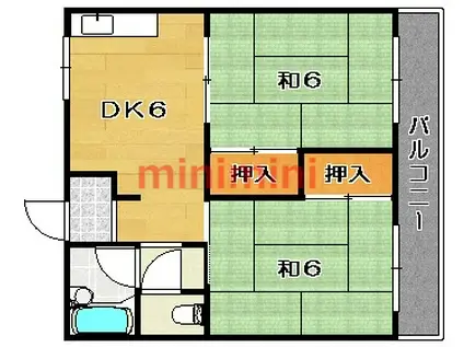 白井マンション(2DK/2階)の間取り写真