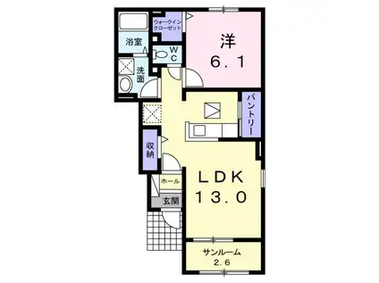 セジール・レーヴVA(1LDK/1階)の間取り写真